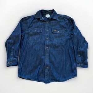 Carhartt Shirt Mens M Washed Denim Button Up Long Sleeve Workwear 100082-983